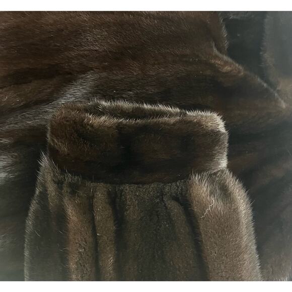 BIRGER CHRISTENSEN Worlds Finest Dark Ranch Mink Fur Mid Length Swing Coat Sz 12 - Picture 13 of 16